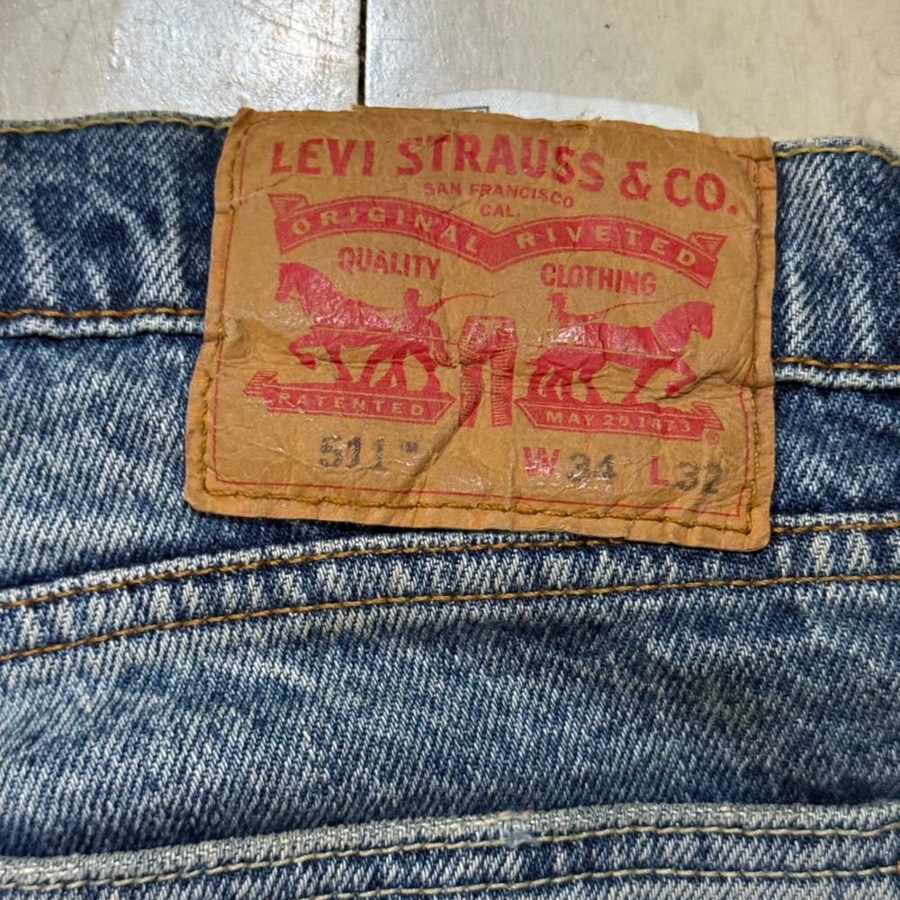 Men's Levi’s 511 Distressed Patchwork Medium Blue… - image 4